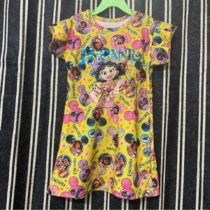 Vibrant Yellow Kids Dress with Cartoon Design